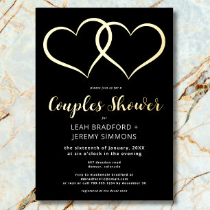 Invitation En Aluminium Minimum Deux Coeurs Noir Blanc Couples Douche