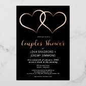 Invitation En Aluminium Minimum Deux Coeurs Noir Blanc Couples Douche (Recto)