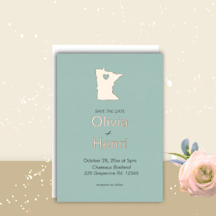 Invitation En Aluminium Minnesota État de destination Mariage Enregistrer 