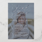 Invitation En Aluminium Minuscule Blue Photo Grad Party Moderne Calligraph (Recto)