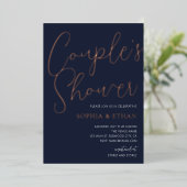 Invitation En Aluminium Minuscule Écriture Chic Marine Couples Bleus Douch (Debout devant)