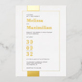 Invitation En Aluminium Minuscule noir blanc or simple mariage gras (Recto)