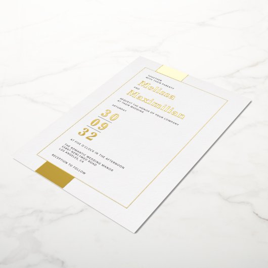 Invitation En Aluminium Minuscule noir blanc or simple mariage gras (Rotation)