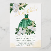 Invitation En Aluminium Mis Quince Emerald Green Princess Quinceanera Gold (Recto)
