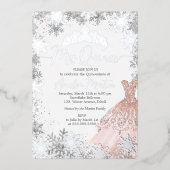 Invitation En Aluminium Mis Quince Winter Flèche de neige Blush Quinceaner (Recto)