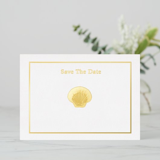 Invitation En Aluminium Miss America Style Crown Shell Enregistrer la date (Debout devant)