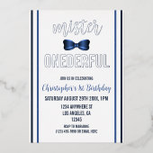 Invitation En Aluminium Mister Onederful Bow Cravate 1er anniversaire (Recto)