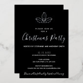 Invitation En Aluminium Mistletoe noir et or minimum Noël (Recto/Verso)