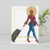 Invitation En Aluminium Mlle à Mme Travel Bachelorette Party Foil Invitat (Debout devant)