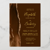 Invitation En Aluminium Mocha Gold Agate Brown Mariage (Recto)