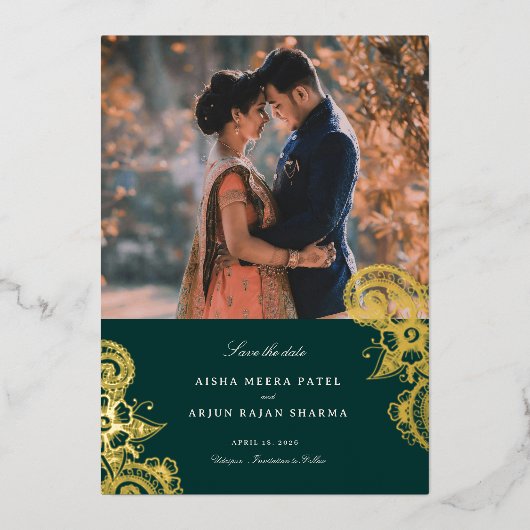 Invitation En Aluminium Mod Mehandi Mariage Enregistrer la date (Recto)