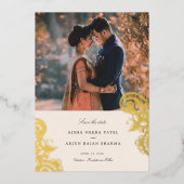 Invitation En Aluminium Mod Mehandi Mariage Enregistrer la date (Recto)