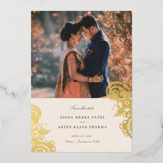Invitation En Aluminium Mod Mehandi Mariage Enregistrer la date (Recto)