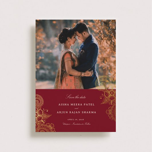 Invitation En Aluminium Mod Mehandi Mariage Enregistrer la date
