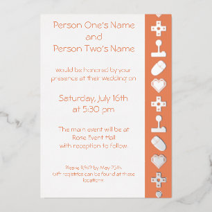 Invitation En Aluminium Mode multijoueur en carton doré corail pour invita