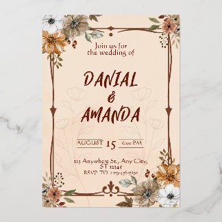 Invitation En Aluminium Modèle de carton d'invitation de mariage floral ru