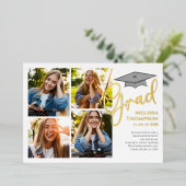 Invitation En Aluminium Modèle de collage de photos de la graduation de sc (Debout devant)