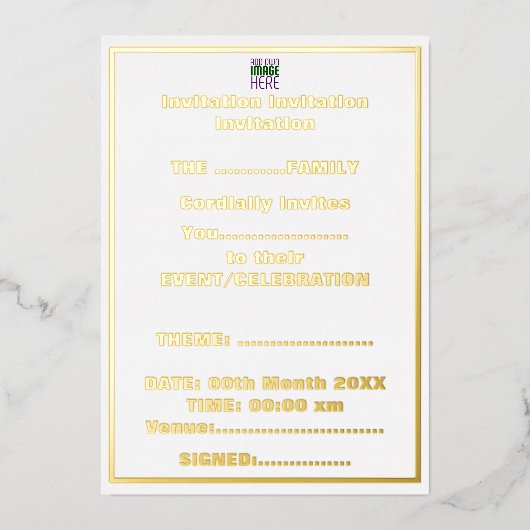 INVITATION EN ALUMINIUM MODELE DE TEXTE D'IMAGE BLANC SIMPLE ÉDITABLE MODE (Recto)