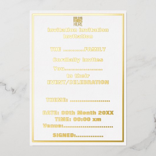 INVITATION EN ALUMINIUM MODÈLE DE TEXTE D'IMAGE BLANCHE SIMPLE MODERNE (Recto)