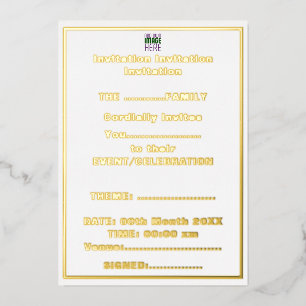 INVITATION EN ALUMINIUM MODÈLE DE TEXTE D'IMAGE BLANCHE SIMPLE MODERNE