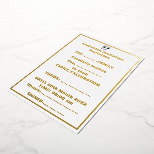 INVITATION EN ALUMINIUM MODÈLE DE TEXTE D'IMAGE BLANCHE SIMPLE MODERNE (Rotation)