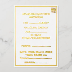 INVITATION EN ALUMINIUM MODÈLE DE TEXTE D'IMAGE BLANCHE SIMPLE MODERNE