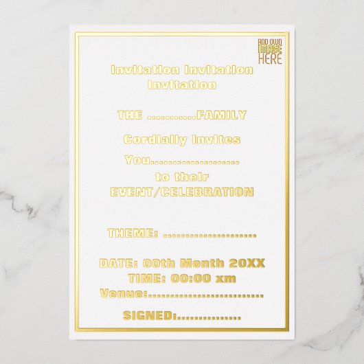 INVITATION EN ALUMINIUM MODÈLE DE TEXTE D'IMAGE BLANCHE SIMPLE MODERNE (Recto)