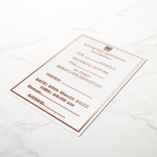 INVITATION EN ALUMINIUM MODÈLE DE TEXTE D'IMAGE BLANCHE SIMPLE MODERNE (Rotation)