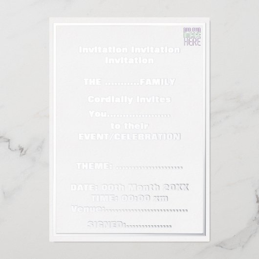 INVITATION EN ALUMINIUM MODÈLE DE TEXTE D'IMAGE BLANCHE SIMPLE MODERNE (Recto)