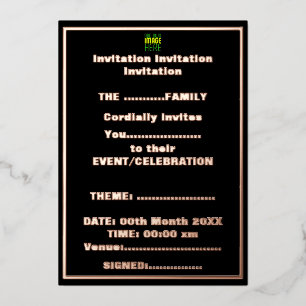 INVITATION EN ALUMINIUM MODELE DE TEXTE D'IMAGE NOIRE SIMPLE ET MODIFIABLE