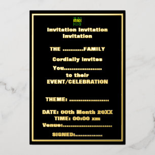 INVITATION EN ALUMINIUM MODELE DE TEXTE D'IMAGE NOIRE SIMPLE ET MODIFIABLE