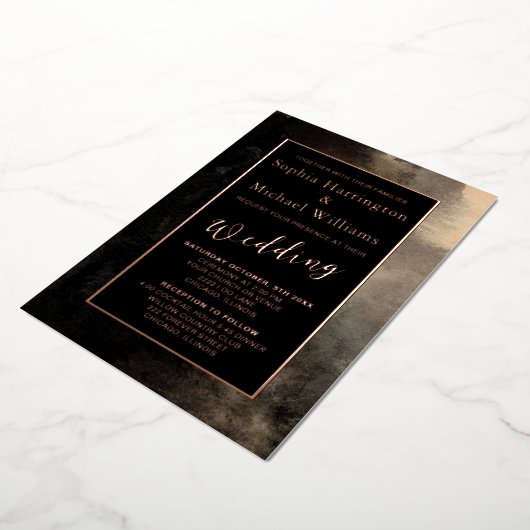 Invitation En Aluminium Modèle éditable romantique gothique foncé Foil Moo (Rotation)