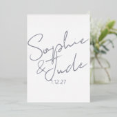 Invitation En Aluminium Modèle Mariage moderne Silver (Debout devant)
