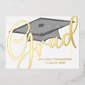 Invitation En Aluminium Modèle photo de graduation de l'or Grad Script (Recto)