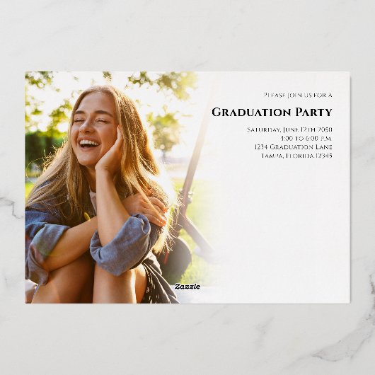 Invitation En Aluminium Modèle photo de graduation de l'or Grad Script (Verso)