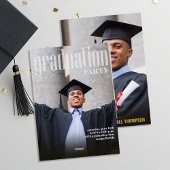 Invitation En Aluminium Modèle photo de graduation Gold Modern Grad