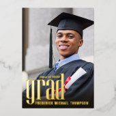 Invitation En Aluminium Modèle photo de graduation Gold Modern Grad (Recto)