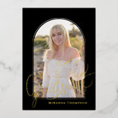 Invitation En Aluminium Modèle photo Gold Script (Recto)