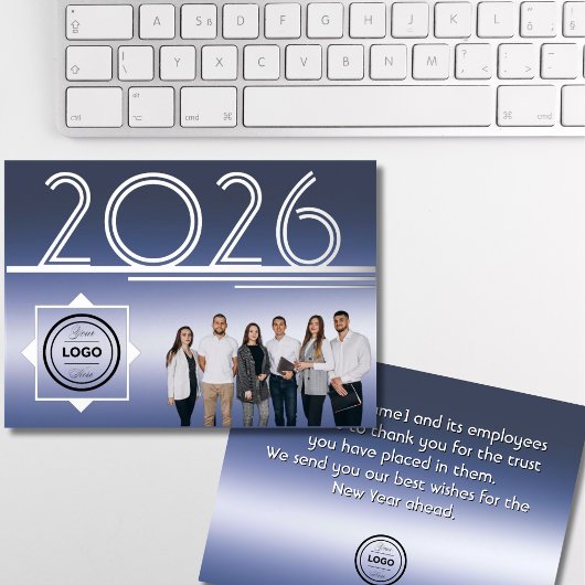 Invitation En Aluminium Modern 2026 New Year Logo Photo Greeting Card