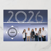 Invitation En Aluminium Modern 2026 New Year Logo Photo Greeting Card (Recto)