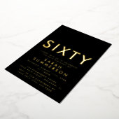 Invitation En Aluminium Modern Black Gold Sixty 60th Birthday Party (Rotation)