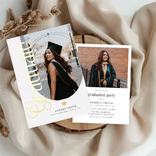 Invitation En Aluminium Modern Boho Arch 2 Photos Graduation