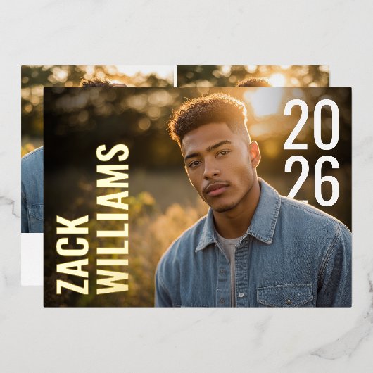 Invitation En Aluminium Modern Bold PhotoPop Graduation (Recto/Verso)