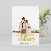 Invitation En Aluminium Modern bold script save the date wedding photo (Debout devant)