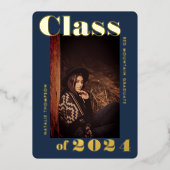 Invitation En Aluminium Modern Bold Typographie 2024 Graduation Party Navy (Recto)