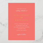 Invitation En Aluminium Modern Bold Vibrant Coral Simple Wedding (Recto)