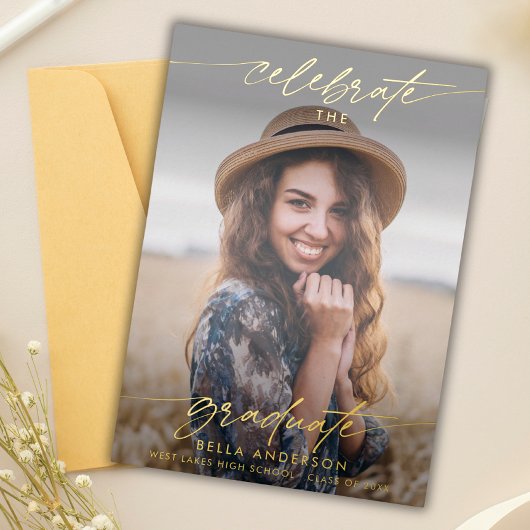 Invitation En Aluminium Modern Celebrate the Graduate Photo Overlay