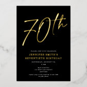 Invitation En Aluminium Modern Chic Script Seventieth 70e fête d'anniversa (Recto)