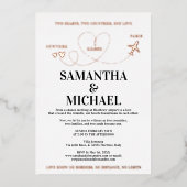 Invitation En Aluminium Modern Destination Wedding Airplane Heart (Recto)