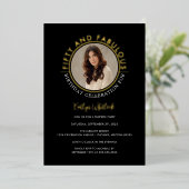 Invitation En Aluminium Modern Elegant 50 and Fabulous Birthday Party (Debout devant)